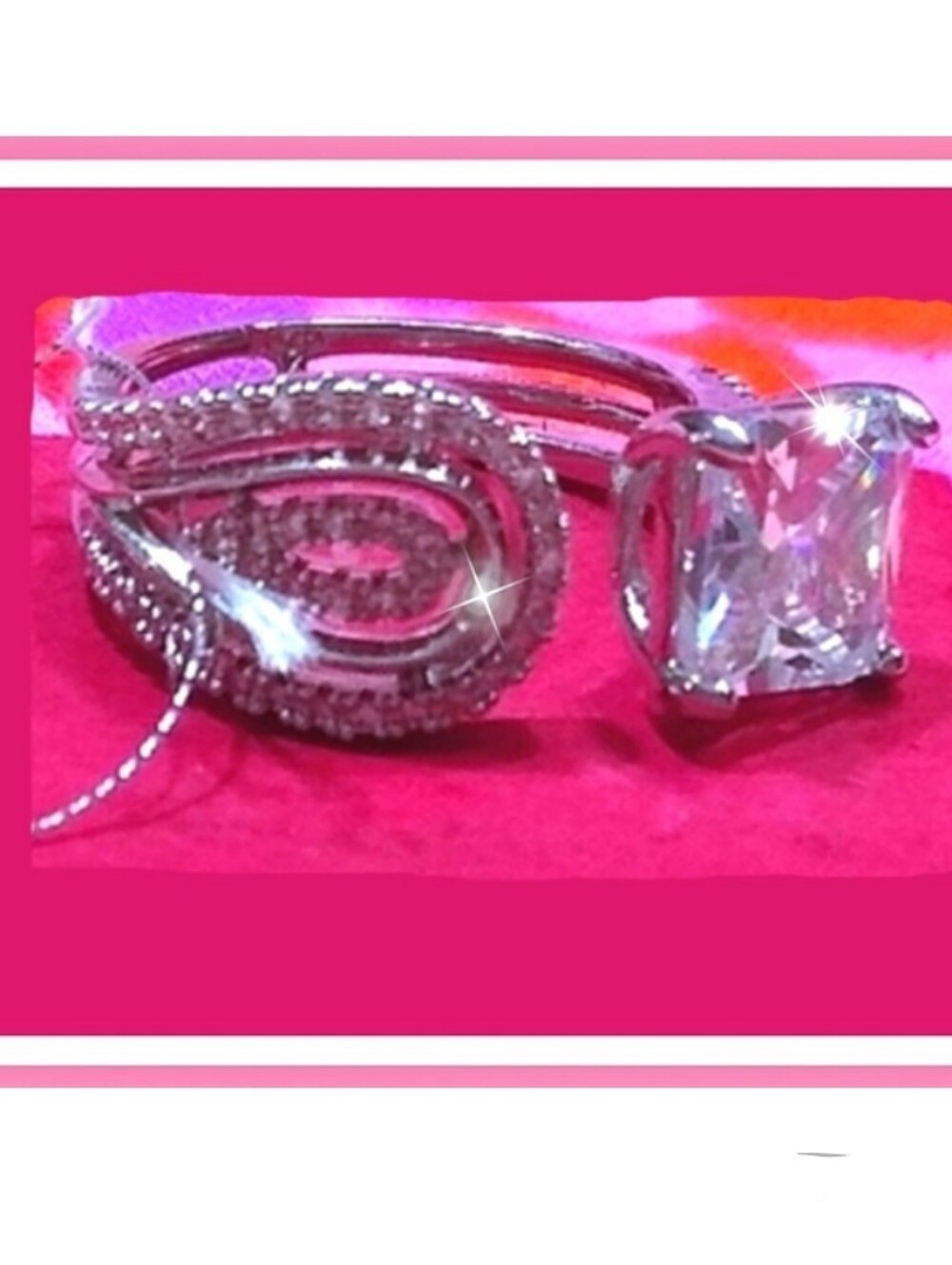 Cushioned White Sapphire Open Ring